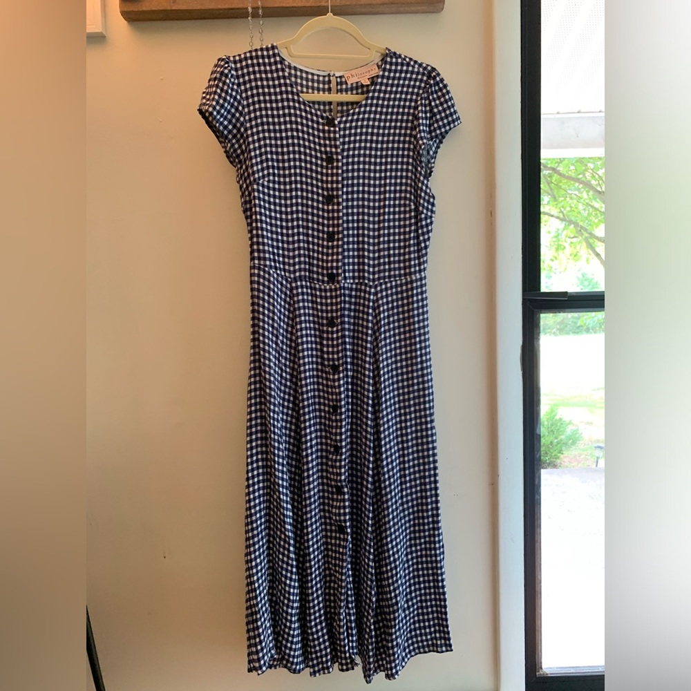 Philosophy gingham dress. Functional buttons. Medium.